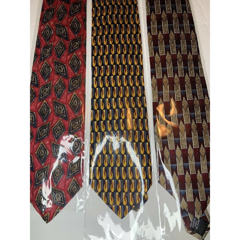 3 NEW BRANDNAMES MENS NECK TIES 100% Silk STAFFORD BARNEYS NY RBM